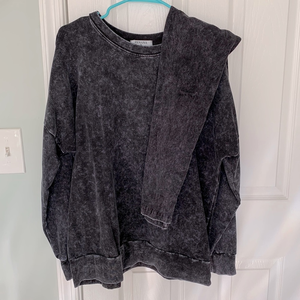 Zenana “acid wash” sweatshirt and leggings set
